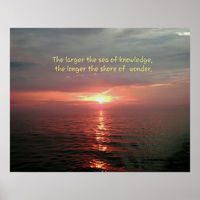 Schöner Sonnenuntergang im Ozean mit einem Zitat a Poster (Vorne)