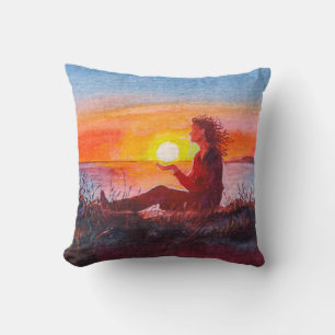 Schöner Sonnenuntergang im Ozean. Portrait junger Kissen