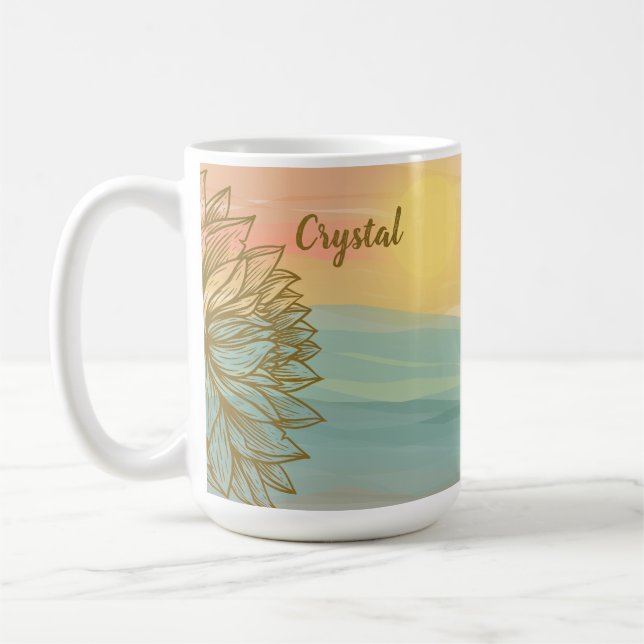 Schöner Sonnenuntergang im Wasser über Gewässer Kaffeetasse (Links)