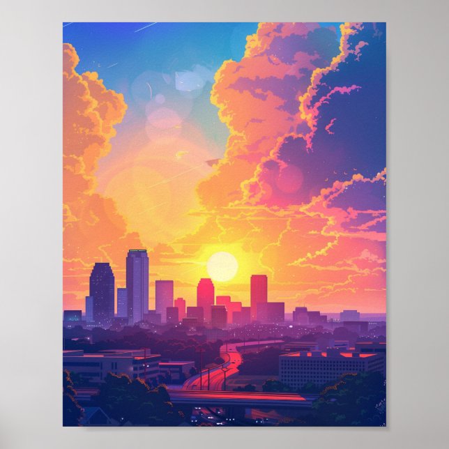 Schöner Sonnenuntergang in Fort Worth TX USA Poster (Vorne)