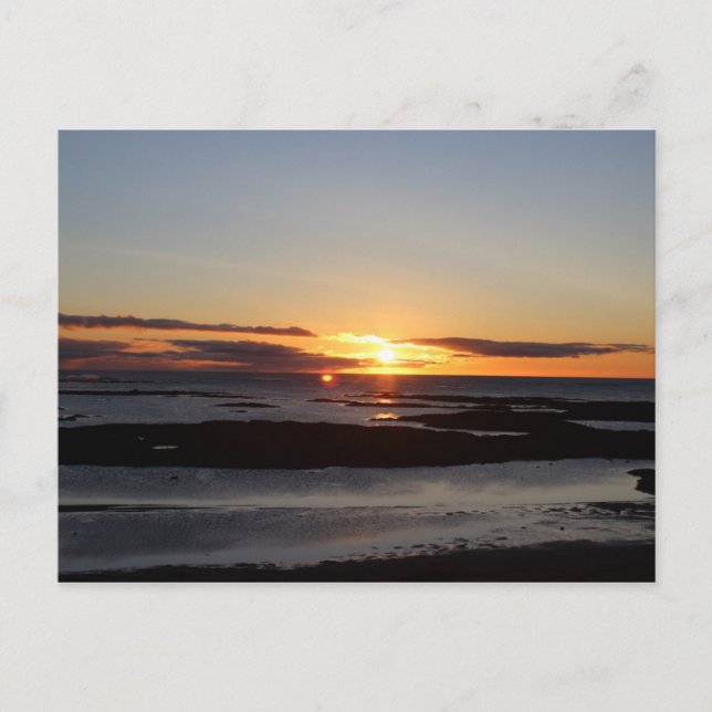 Schöner Sonnenuntergang in Island Postkarte (Vorderseite)