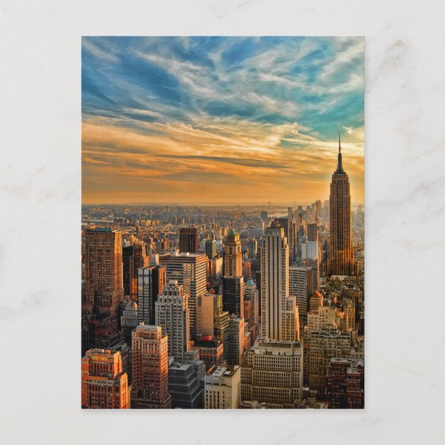Schöner Sonnenuntergang in Manhattan, New York Cit Postkarte (Vorderseite)