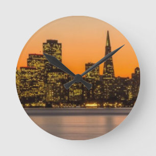 Schöner Sonnenuntergang in San Francisco Runde Wanduhr
