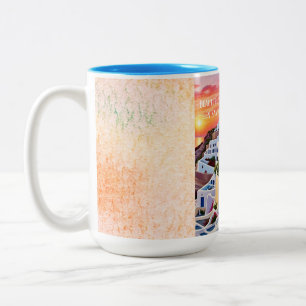 Schöner Sonnenuntergang in Santorini Zweifarbige Tasse