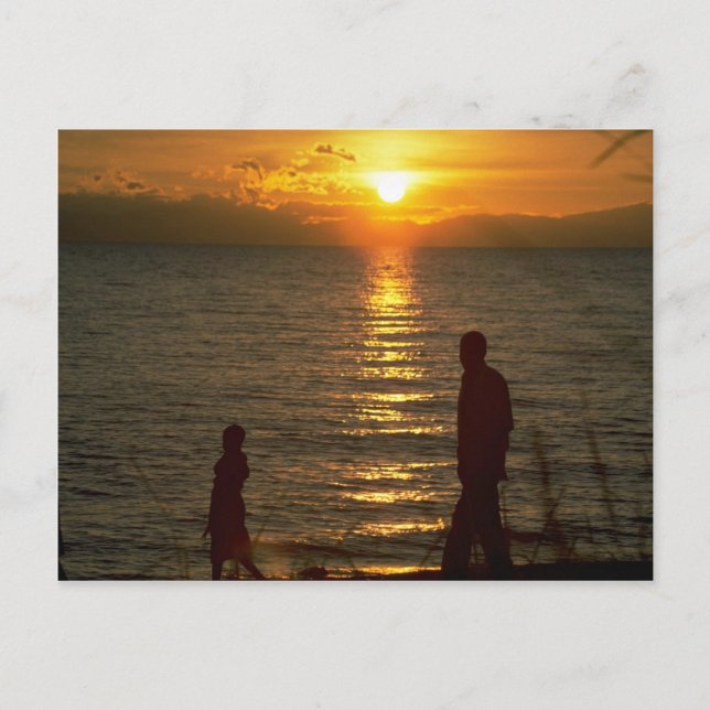 Schöner Sonnenuntergang: Malawi-See, Malawi Postkarte (Vorderseite)
