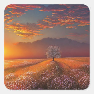 Schöner Sonnenuntergang Quadratischer Aufkleber