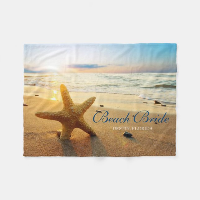 Schöner Sonnenuntergang-Strand-kundenspezifische Fleecedecke (Vorderseite (Horizontal))