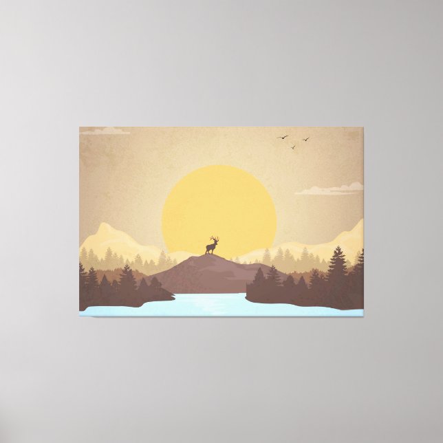 Schöner Sonnenuntergang über Seenlandschaft Leinwanddruck (Vorderseite)