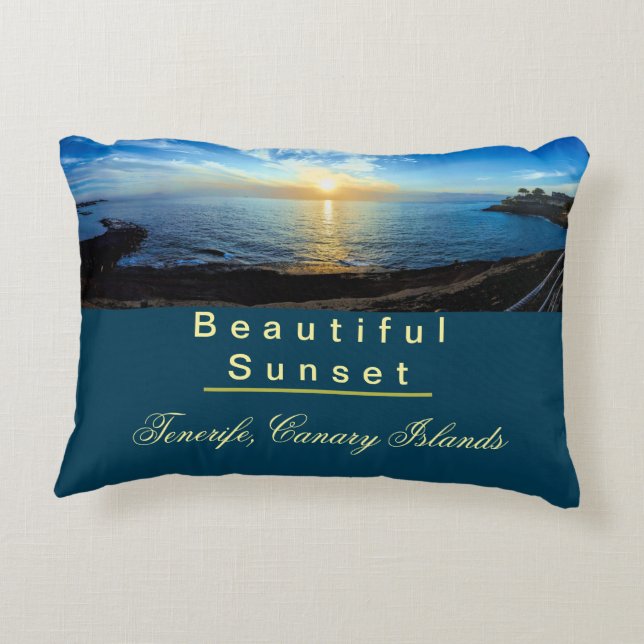 Schöner Sonnenuntergang über Teneriffa Kanarische  Dekokissen (Rückseite)