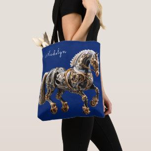 Schöner Steampunk-Hengst Gold Schwarz Tasche