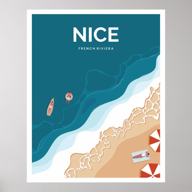 Schöner Strand an der Côte d'Azur Poster (Vorne)