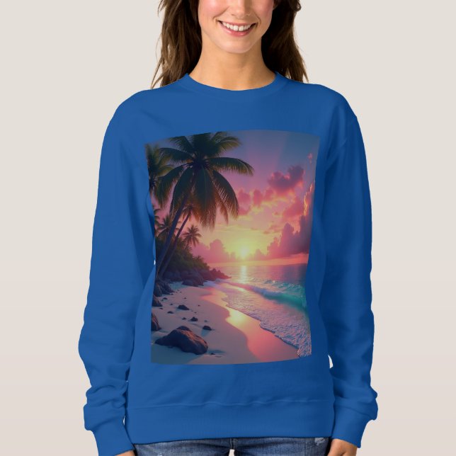 Schöner Strand bei Sonnenuntergang Sweatshirt (Vorderseite)
