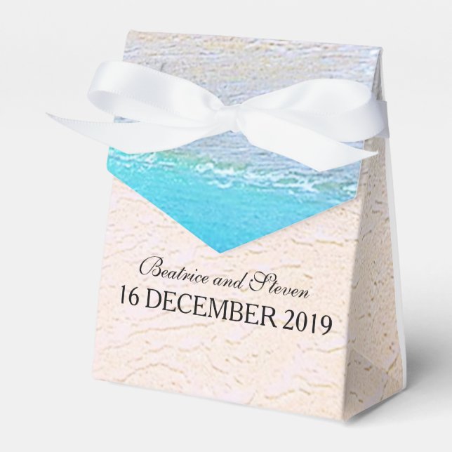 Schöner Strand/Hochzeit in Urlaubsort Personalisie Geschenkschachtel (Vorderseite)