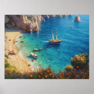 Schöner Strand in Griechenland Poster