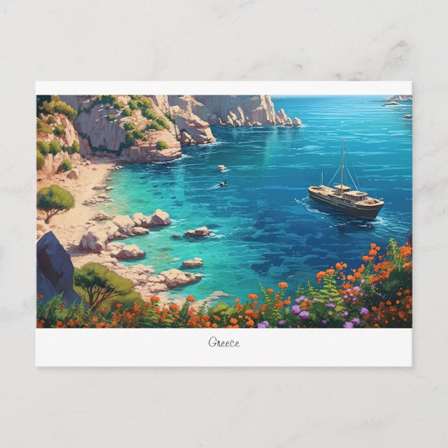 Schöner Strand in Griechenland Postkarte (Vorderseite)