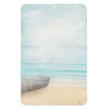 Schöner Strand mit Rowboat & Fishing Net