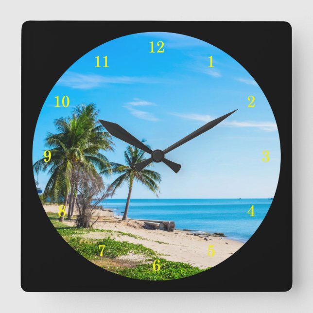Schöner Strand ohne Ende Quadratische Wanduhr (Vorderseite)