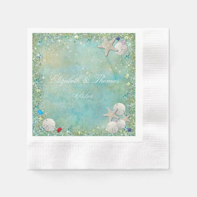 Schöner Strand, Sand Dollars, Starfish, Napkins Serviette (Vorderseite)