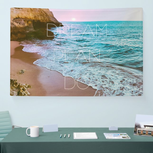 Schöner Strand Sonnenuntergang Banner (Messe)