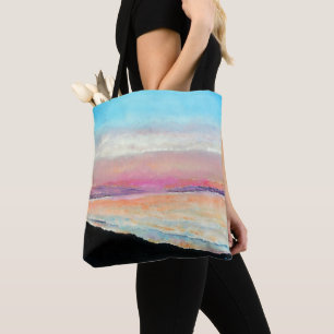 Schöner Strand Sonnenuntergang in Pastelltönen   T Tasche