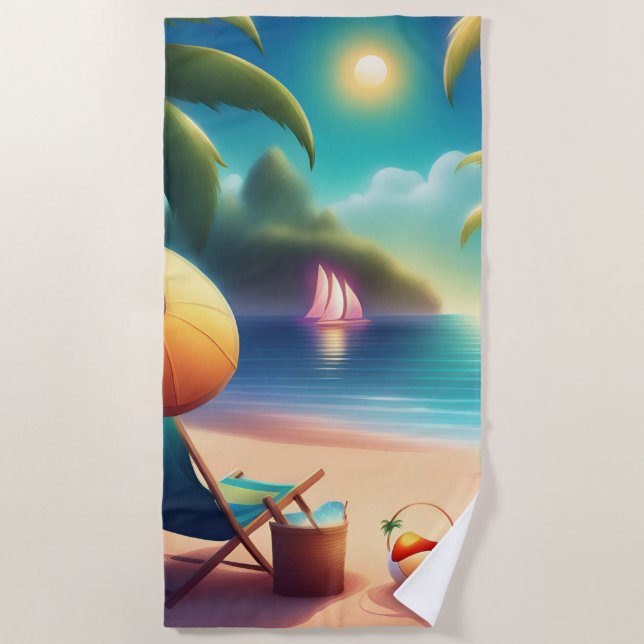 schöner Strand Strandtuch (Vorderseite)