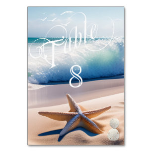 Schöner Strand Türkis Waves Seaguls Starfish Tischnummer