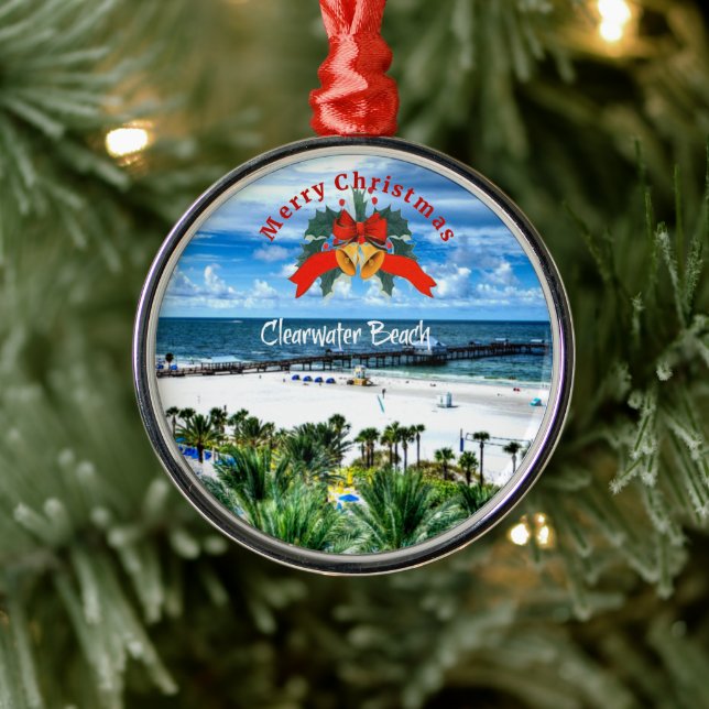 Schöner Strand von Clearwater, Florida Ornament Aus Metall (Baum)