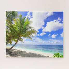 Schöner Strand von Tropical Island mit Palmen