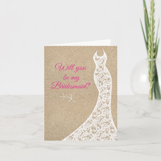Schöner Strand Werden Sie meine Bridesmaid? In Ros Einladung (Vorderseite)