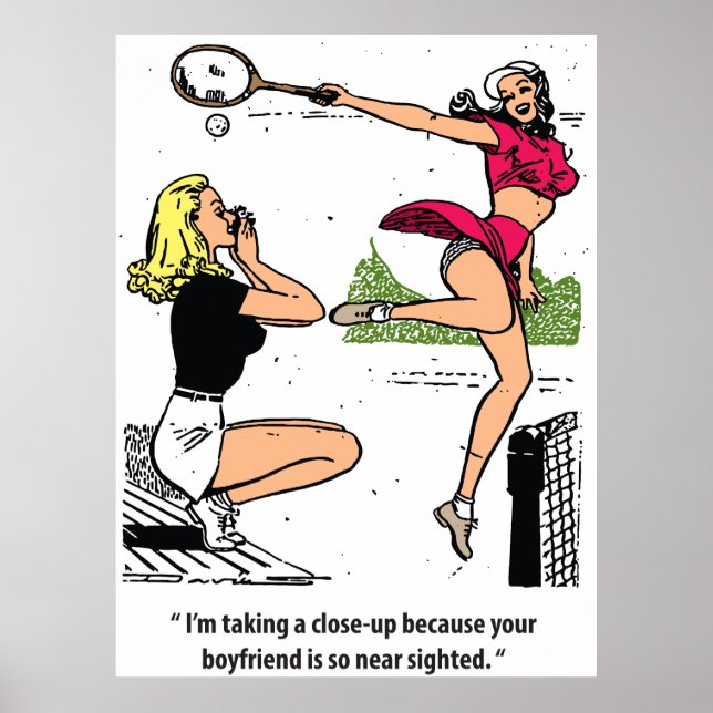 Schöner Tennisspieler, Spaß, Vintag Poster (Vorne)