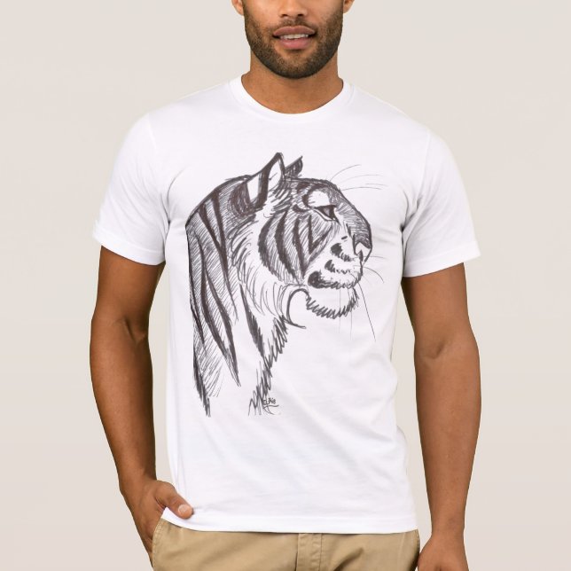 Schöner Tiger, der T - Shirt zeichnet (Vorderseite)