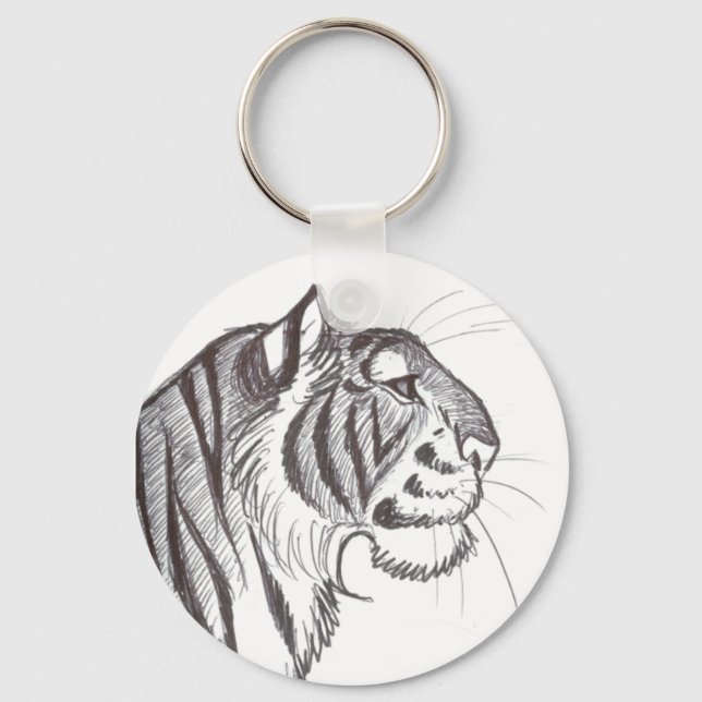 Schöner Tiger zeichnend Schlüsselanhänger (Vorderseite)