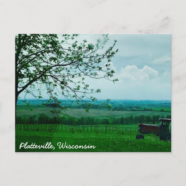 Schöner Traktor Platteville, Wisconsin Postcard Postkarte (Vorderseite)