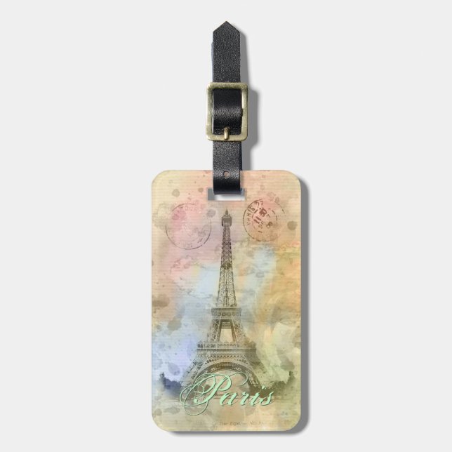 Schöner trendiger, Vintager Eiffelturm Frankreich Gepäckanhänger (Vorderseite vertikal)