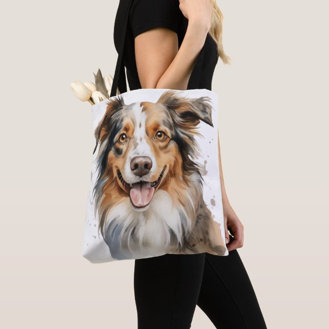 SCHÖNER TRI-FARBENER AUSTRALISCHER SHEPHERD HUND TASCHE (Von Nahem)