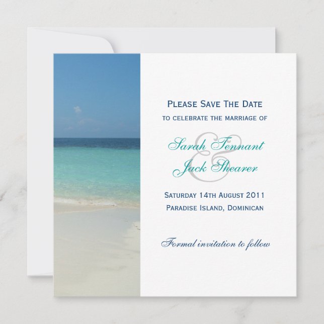 Schöner Tropenstrand Save the Date (Vorderseite)