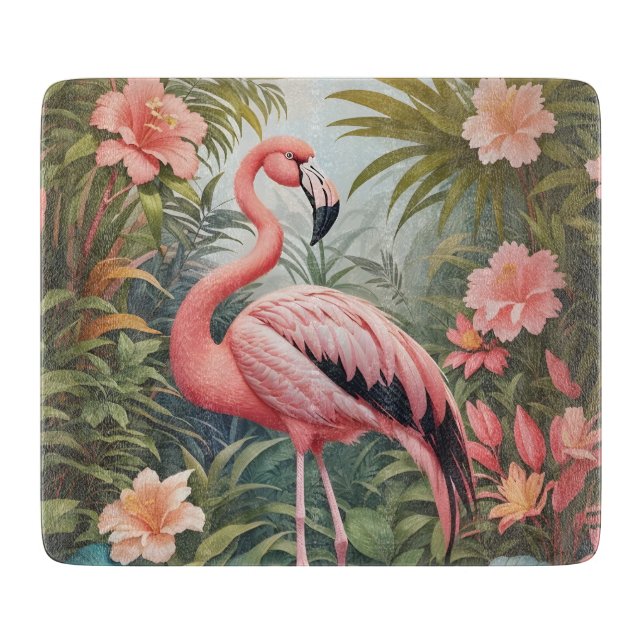 Schöner tropischer Flamingo Bird Schneidebrett (Vorderseite)