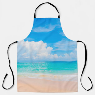 Schöner tropischer Strand mit blauem Himmel und we Schürze