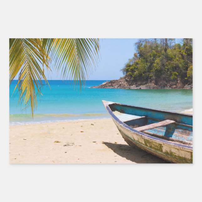 Schöner tropischer Strand mit Rowboat Geschenkpapier Set (Vorderseite)