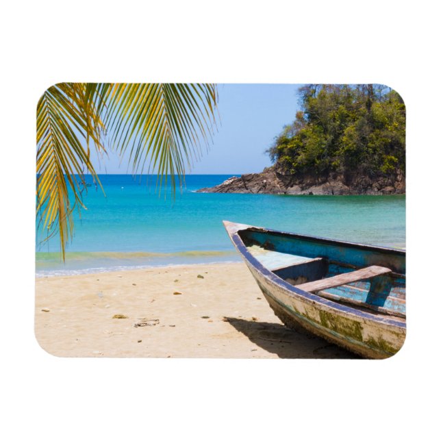 Schöner tropischer Strand mit Rowboat Magnet (Horizontal)