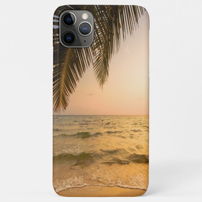 Schöner tropischer Strand, Sonnenuntergang mit Pal Case-Mate iPhone Hülle (Rückseite)