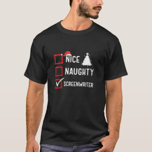 Schöner Unartiger Drehbuchautor Weihnachtsfeiertag T-Shirt