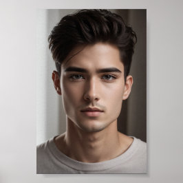 Schöner und ernsthaft aussehender asiatischer Typ. Poster