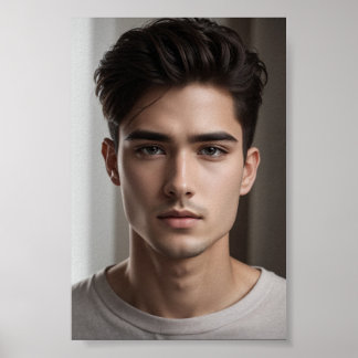 Schöner und ernsthaft aussehender asiatischer Typ. Poster