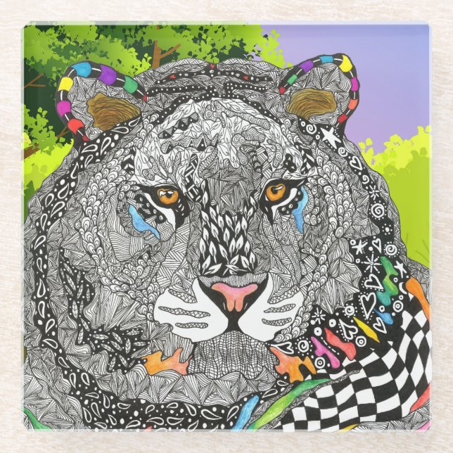 Schöner und farbenfroher Tiger Glass Untersetzer (Vorderseite)