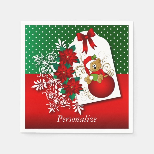 Schöner und Fun Frohe Weihnachtsbär Serviette (Vorderseite)