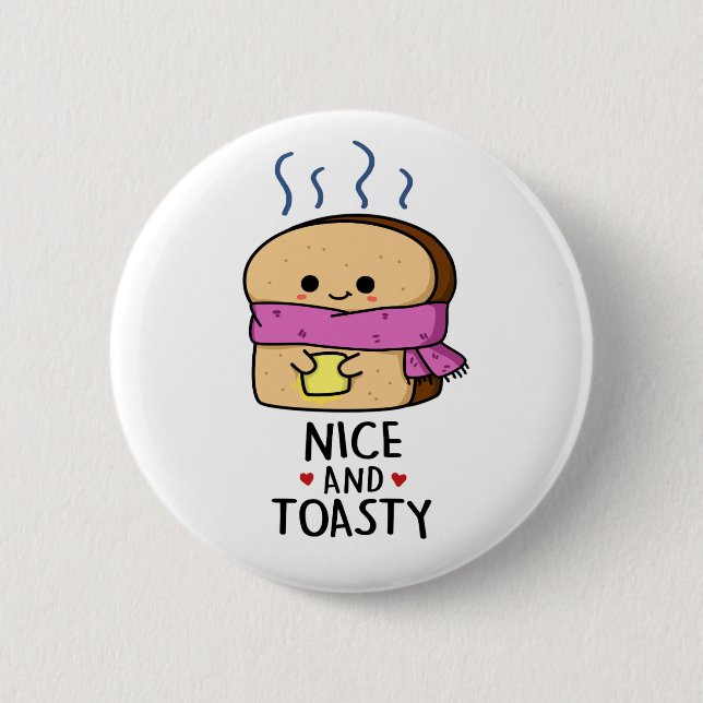 Schöner und gerösteter Niedlicher Toastbutterpuffe Button (Vorderseite)