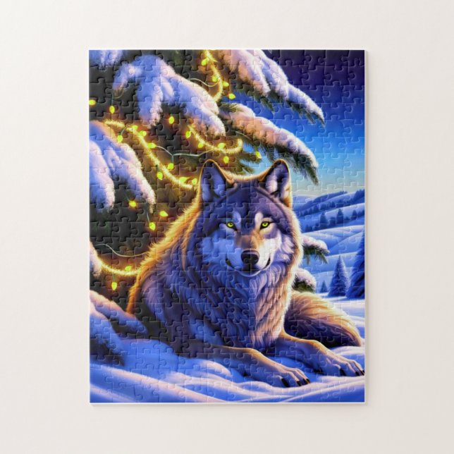 Schöner und majestätischer Wolf von Weihnachtsbaum (Vertikal)