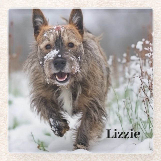 Schöner Untersetzer aus Glas. Eigenes Bild/Name hi (Vorderseite)