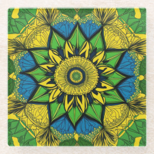 Schöner Untersetzer aus Glas. Mandala Design.